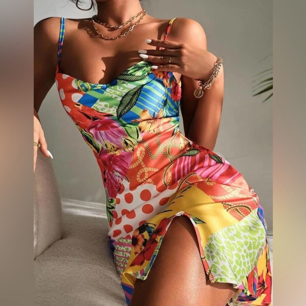 Tropical Vacation Mini Dress | Colorful Resort Dress | Size M
